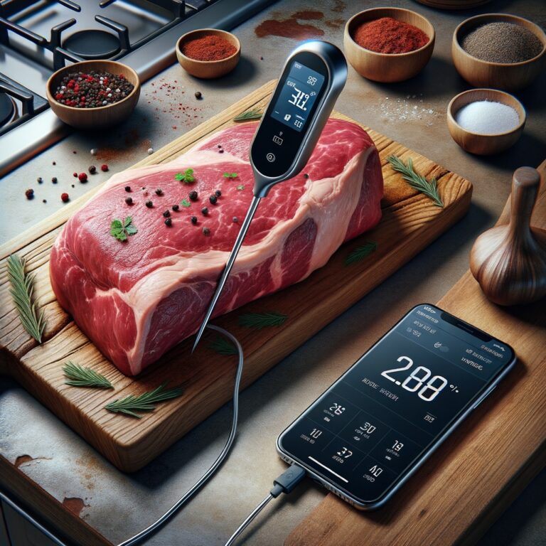 Thermomètre connecté pour viandes et poissons