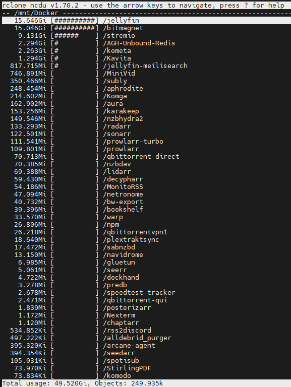 rClone ncdu : quand on ne peut pas installer ncdu sur un OS